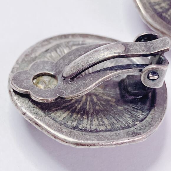 VTG Artisan Earrings Silver Tone Lucite Purple Pink Clip On Vibrant Colorful 80s - Picture 9 of 13